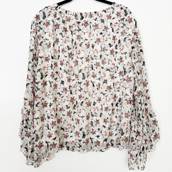 TANYA TAYLOR Harper Floral Bell-Sleeve Top Size 2X - Picture 6 of 9